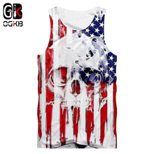 OGKB American Flag Vest Women/men 3D Digital Print Skull Tank Top Unisex Bodybuilding Fintess Casual Vest Quick Dry Tee Shirts 2024 - buy cheap