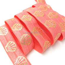 New Arrival!! Shell Print FOE Elastic 5/8" Fold Over Elastic Ribbon for DIY Hair Accessories 100Y/Lot 2024 - buy cheap