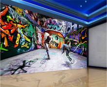 Modern fashion mural dancing youth street dance graffiti backdrop TV sofa non-woven wallpaper fabric wallpaper painting 2024 - buy cheap