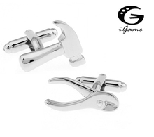 iGame Men Gift Pliers Cufflinks Silver Color Copper Material Novelty Hammer & Pliers Tool Design Free Shipping 2024 - buy cheap