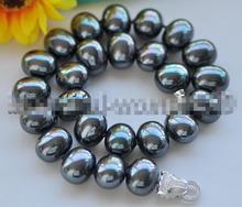 13x15mm PeacocK-Black Egg Shell Pearl Necklace Cougar CZ 18inch . 36inch 2024 - buy cheap