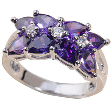 Absorbing Purple Zircon White 925 Sterling Silver For Women Ring Size 6 / 7 / 8 / 9 K0655 2024 - buy cheap