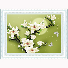Moonlight Magnolia Flowers 3D Cross Stitch Needlework DIY Embroidery Kits Sets Enough Thread 2024 - buy cheap