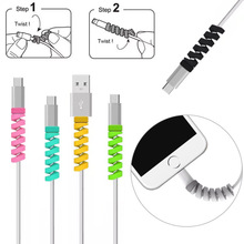 Soporte de Cable en espiral, enrollador de Cable USB, Protector de auriculares, Protector de línea de carga para iphone 5, 5s, 6, 7, protección de cable, 10 unids/lote 2024 - compra barato