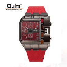 Military Quartz Watch Leather strap rectangle Dial Famous brand luxury Clock Men Wristwatch relogio masculino male Oulm 3364 2024 - buy cheap