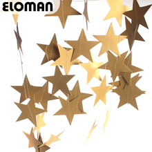 ELOMAN paper star hanging birthday wedding party background decorations 4m 5 colors baby shower decor 2024 - buy cheap