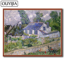 OUYIJIA  Van Gogh Houses At Auvers Oil 5D DIY Diamond Painting Square Embroidery Decoration Gift Mosaic Rhinestone Cross Stitch 2024 - buy cheap