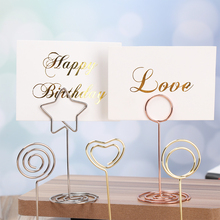 Decoração de mesa em metal com desenho de coração, presilha para fotos romântico suporte para cartões 2024 - compre barato