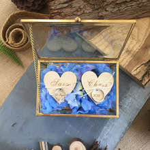 Caja de joyería geométrica personalizada, soporte para anillo, almohada rústica, propuesta de compromiso, regalos de boda 2024 - compra barato