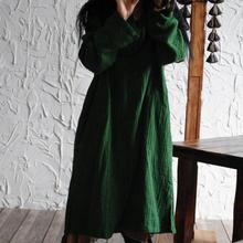 Женское платье с v-образным вырезом, повседневное свободное Хлопковое платье оригинального дизайна с карманами и v-образным вырезом, весна 2020 2024 - купить недорого