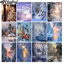 DIAPAI 5D DIY Diamond Painting 100% Full Square/Round Drill "House snow scene" 3D Embroidery Cross Stitch Home Decor 2024 - buy cheap