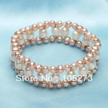 Pulsera elástica de perlas naturales de agua dulce para mujer, joyería encantadora de color blanco, 7-8mm, Morado, 4-5mm, estilo de moda de 7,5 pulgadas, Envío Gratis 2024 - compra barato
