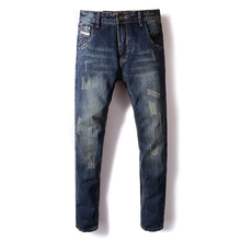 Новые Брендовые мужские джинсы модный дизайнер огорчен рваные джинсы мужские прямые джинсы Homme, хлопковые джинсы высокого качества 2024 - купить недорого