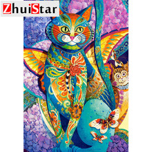 5d diamond painting full square / round diamond embroidery fluid cat rhinestone DIY mosaic home decoration drop shipping 2024 - buy cheap