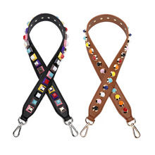 90cm High Quality Female Bag Handles Strap with Colorful Rivet Genuine Leather Shoulder Strap Accessories for Handbags KZ151302 2024 - buy cheap