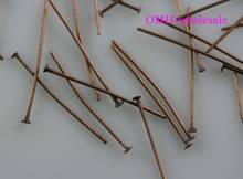 OMH wholesale 500pcs Jewelry accessories production tool 25mm Brooches Antique red Copper color metal Head pins DY66-25 2022 - купить недорого