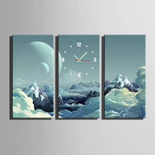 Бесплатная доставка, настенные часы из 3 предметов на холсте, в виде облаков и моря, с изображением айзера, 17121121 2024 - купить недорого