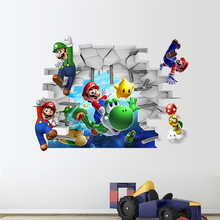 Cartoon Super Mario Wall Stickers For Kids Room Home Decoration Boys Wall Decals 3d Pvc Mural Art Classical Game Posters 2024 - buy cheap