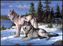 Needlework for embroidery DIY French DMC High Quality - Counted Cross Stitch Kits 14 ct Oil painting - Wolves 2 2024 - buy cheap