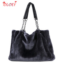 Bolso de mano grande para mujer, Bolsa de hombro grande de felpa cálida para invierno, 2018 2024 - compra barato