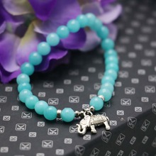6mm Popular Amazonite Chalcedony Beads Bracelet hand chain for women girls Pendant Lucky Elephant Natural stone Girl Gift 2024 - buy cheap