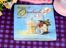 paper napkins Color blue flower vase printing Wedding party napkins Color Napkin Paper 60% Virgin Wood napkin free  shipping 2024 - buy cheap