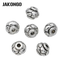 JAKONGO Round Ball Spacer Beads Antique Silver Plated Loose Beads for Making Bracelet DIY Jewelry Accessories 20pcs/lot 2024 - buy cheap