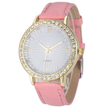 Women's Bling Diamonds Crystal Watch Fashion Luxury Leather Analog Quartz Ladies WristWatches Clock gift relogio feminino New *E 2024 - buy cheap