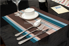 4 pcs Free Shipping New Arrival Blue PVC Table Mat With Woven Design Plastic Placemat Home Supply 2024 - buy cheap