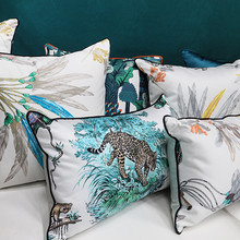 Funda de cojín de lujo con diseño de flores y animales, Cojines Decorativos de plumas Para sofá, bordados 2024 - compra barato