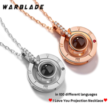 Dropshipping Rose Gold Silver 100 Languages I Love You Projection Pendant Necklace Romantic Love Memory Wedding Necklace 2019 2024 - buy cheap