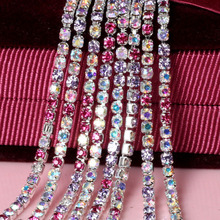 5yard/piece Mix Purple red color Glass Crystal sew on rhinestones Chain silvery bottom Diy Clothing accessories SIJISHUIZUAN 2024 - buy cheap