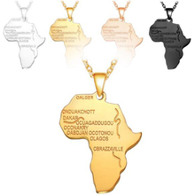 Золотой кулон Карта Африки из нержавеющей стали ожерелье пластина заземления хип-хоп воротник география ожерелья для женщин мужчин ювелирные изделия подарок новый 2024 - купить недорого