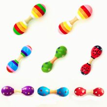 Double Head Colorful Wooden Maracas Baby Child Musical Instrument Rattle Shaker For Party Toy 2024 - buy cheap
