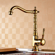 L15969 - Luxury Deck Mounted Gold Color Brass Material Kitchen Sink Faucet 2024 - buy cheap