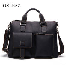 OXLEAZ Quality 15.6" Laptop Business Bag Handbag Men's Briefcases Vintage Genuine Crazy Horse Leather Briefcase Men Shoulder Bag 2024 - buy cheap