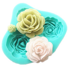 3D M0071 4 roses cake mold silicone baking tools kitchen accessories decorations for cakes Fondant chocolates soap 2024 - buy cheap