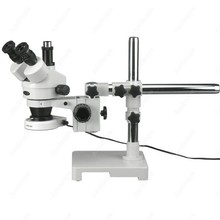 Подставка для микроскопа-AmScope поставки 3.5X-45X Тринокулярный зум стереомикроскоп с подставкой для штанги + 80 светодиодный светильник 2024 - купить недорого