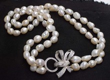 Collar barroco irregular blanco de perlas de agua dulce, 2 filas, 10-11mm, 22-24 pulgadas, novedad, venta al por mayor 2024 - compra barato