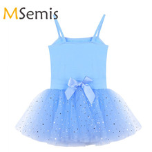 Kids Girls Ballet Dress Gymnastics Swimsuit for Dancing Ballet Clothing Gymnastics Leotard Dress Bow Glitter Tulle Ballet Dancer 2024 - buy cheap