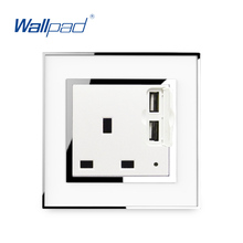 13A UK Socket With 2 Usb Port 5V 3100mA Wallpad Luxury Electric Power Outlet with USB Mirror Acrylic Panel Tomada 2024 - buy cheap