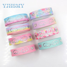 YJHSMY I-19326-729 16mm 10yards laser Silver cute cartoon love Printed grosgrain ribbon DIY handmade headdres wedding gift wrap 2024 - buy cheap