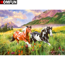 Homfun quadrado completo/broca redonda 5d diy pintura de diamante "animal cavalo" bordado ponto cruz 5d decoração de casa presente a16582 2024 - compre barato