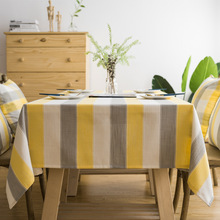 European Linen Cotton Tablecloth Yellow Striped Stitching Rectangle Dining Table Cloth Home Kitchen/Outdoor Picnic Table Cover 2024 - buy cheap