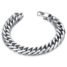 Men's stainless steel vintage jewelry chunky bracelet for weddings & evens luxury brand new valentine's day gifts wholesale 719 2024 - buy cheap