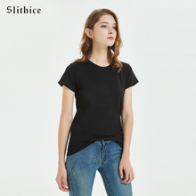 Slithice camiseta feminina de algodão, camiseta para mulheres, manga curta, verão, básica, casual, preto, branco, vermelho 2024 - compre barato