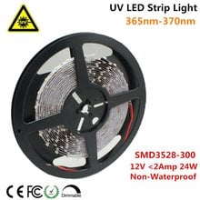 Ultraviolet LED Strip, 365nm-370nm 16.4FT 24W 5M 12V SMD3528 300LEDs UV Ultraviolet Non-Waterproof 8mm White PCB Flexible  ST142 2024 - buy cheap