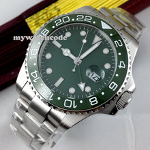 Bliger relógios mecânicos de marca de luxo 43mm, esterilizado verde azeitona, gmt moldura de cerâmica, safira, relógio automático para homens p295 2024 - compre barato