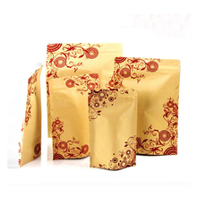 Saco de embalagem de alimento de papel kraft com estampa floral, bolsa para presente, sacos de comida, nozes, biscoitos, doces, assar, saco de chá com 100 peças 2024 - compre barato