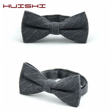 Huishi gravata borboleta masculina, gravata social preta azul vermelha para casamento, de algodão 2024 - compre barato